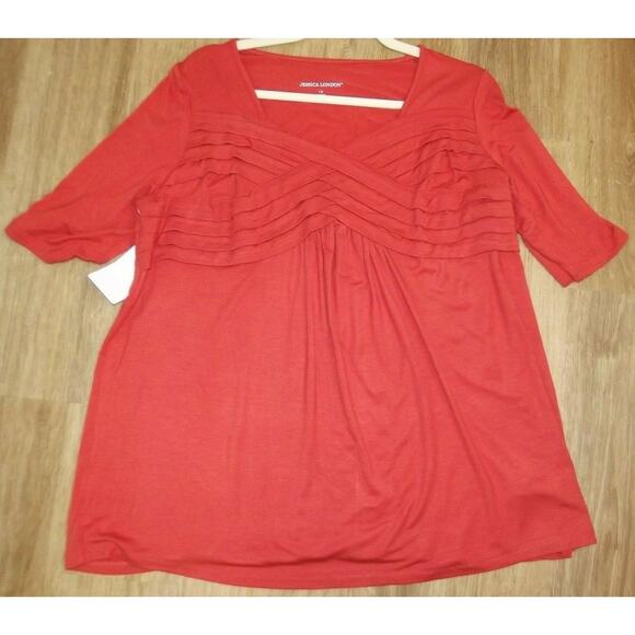 NWT JESSICA LONDON Pullover Cross Front TOP - Size 12 - Autumn Orange SHIRT - Picture 3 of 10